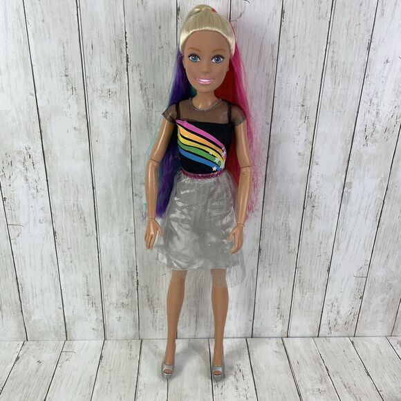 Barbie 28" Blonde Rainbow Sparkle Best Fashion Friend Doll Rainbow Hair - EUC - Picture 1 of 9